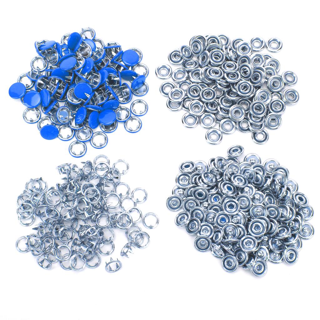 100 Set Snap Button Colorful Brass Prong Press Stud Sewing Fasteners with Installation Tool
