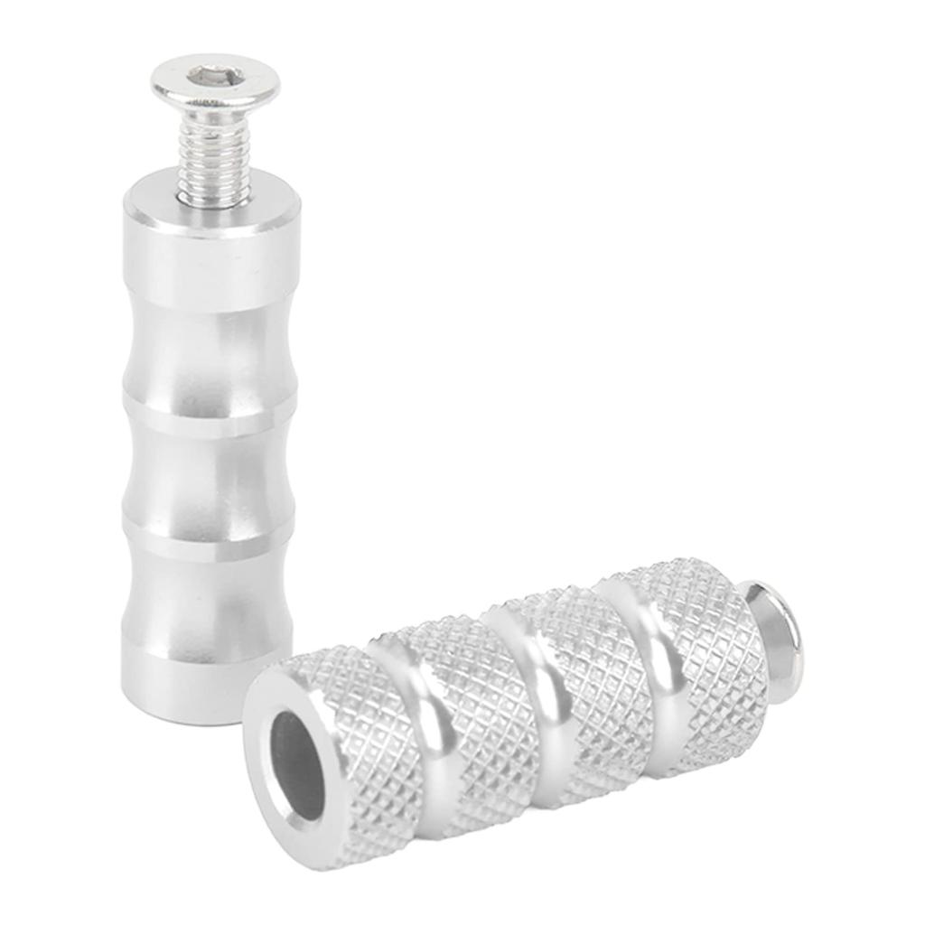 Soobu Motorcycle Brake Foot Pegs,Motorcycle Gear Shift Foot Pegs M6 6mm Mounting Bolts Rough Right Brake Side for Bikes (Silver)