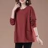 Женский свитшот Хлопок Оверсайз Свободный Круглый вырез Повседневный Пуловер Топ с длинным рукавом Свитшот