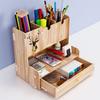 1Pcs Creative Multi-function Wooden Desktop Pen Holder Office School Storage Case Desk Pen Pencil Organizer