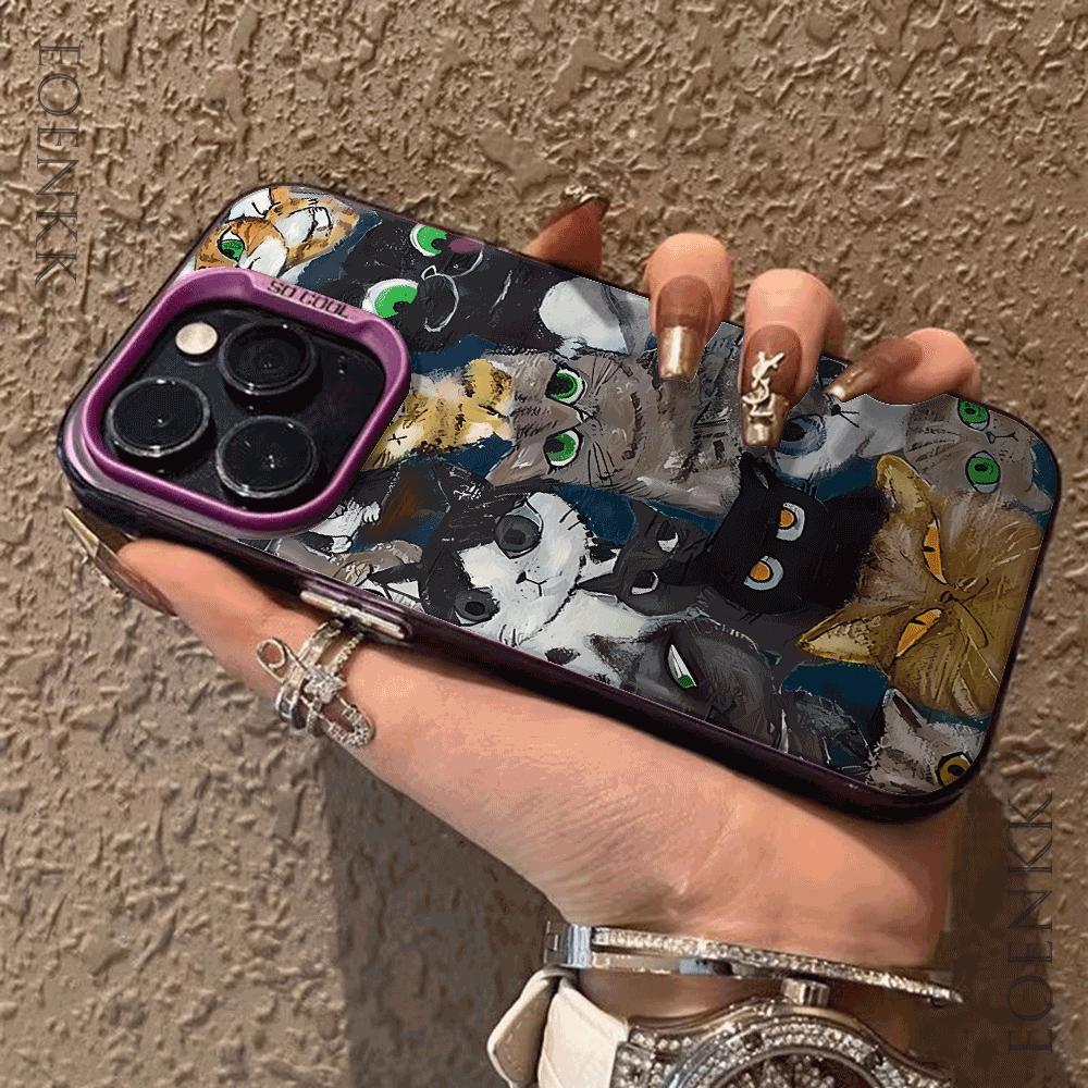Googly Cat  Hard Case for iPhone 16 15 14 13 12 11 Pro Max XS X XR Plus - Anti-Scratch, Shockproof, Slim Fit Protective Cover