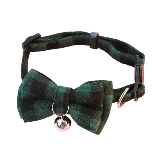 Cat Collar Bell Dress Up Plaid Christmas Element Pet Collar for Party