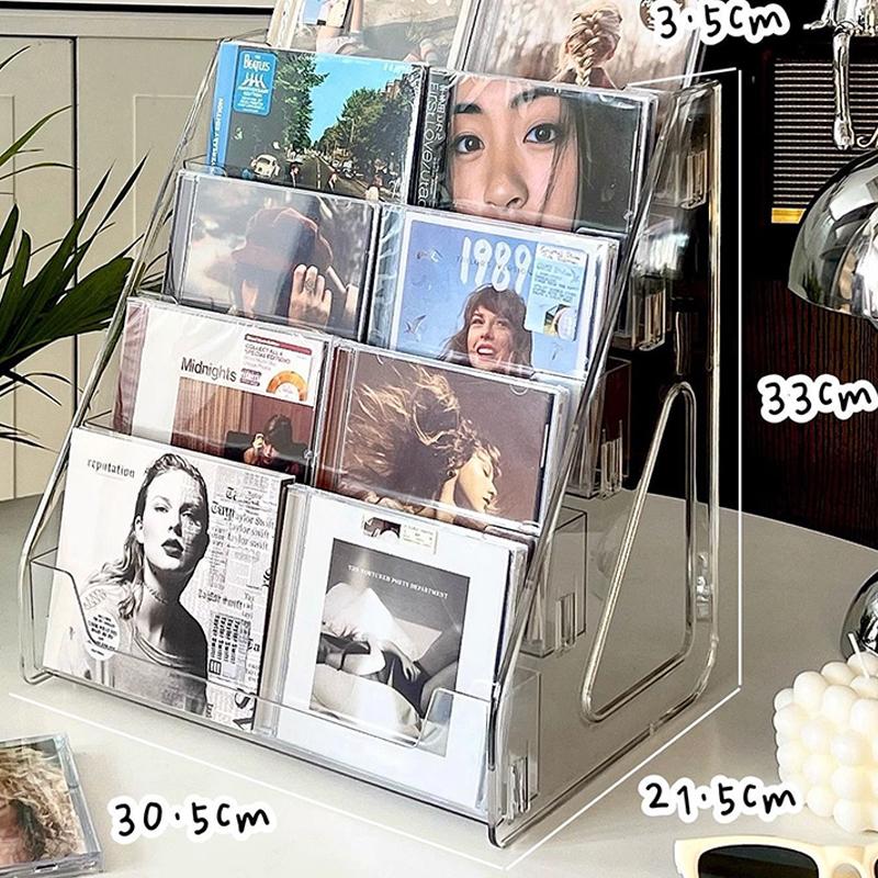 Стеллаж для CD на 5/7 ярусов, Стеллаж для демонстрации альбомов, Прозрачный стеллаж для хранения пластинок и кассет, Многофункциональный настольный стеллаж