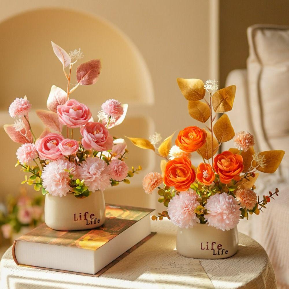 Hydrangea Artificial Flower Bonsai Multicolor Simulation Plant Potted Home Decoration