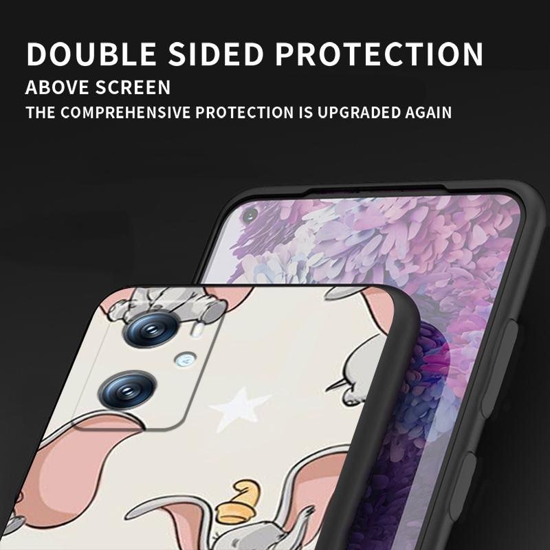 Милый мультфильм Дамбо для OPPO Find X6 X5 X3 A54S A5 A94 A16 A53S A57 A74 A72 A98 A78 A96 A9 5G черный мягкий чехол для телефона