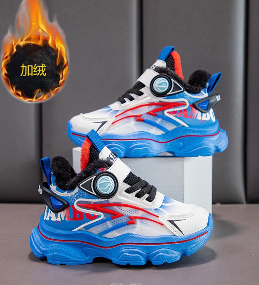 Модная зимняя детская обувь для мальчиков и девочек, нескользящая спортивная обувь, уличные зимние ботинки, водонепроницаемые теплые кроссовки, детская баскетбольная обувь с высоким верхом