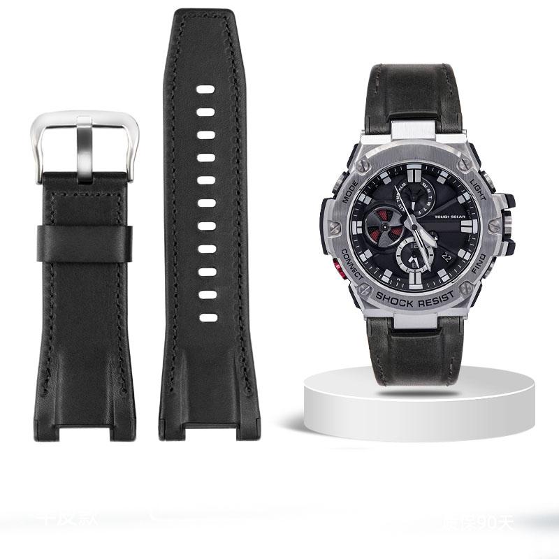 Оригинальный кожаный ремешок для часов Casio G-SHOCK GST-210/W120L/S130L/S310 GST-B100 W300/400G С вырезами Мужской ремешок 26 мм Аксессуары