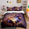 Floral Gothic Halloween Decor Set Bedding Set with 1 Duvet Cover 2 Pillowcases Single Double King Queen, Gift