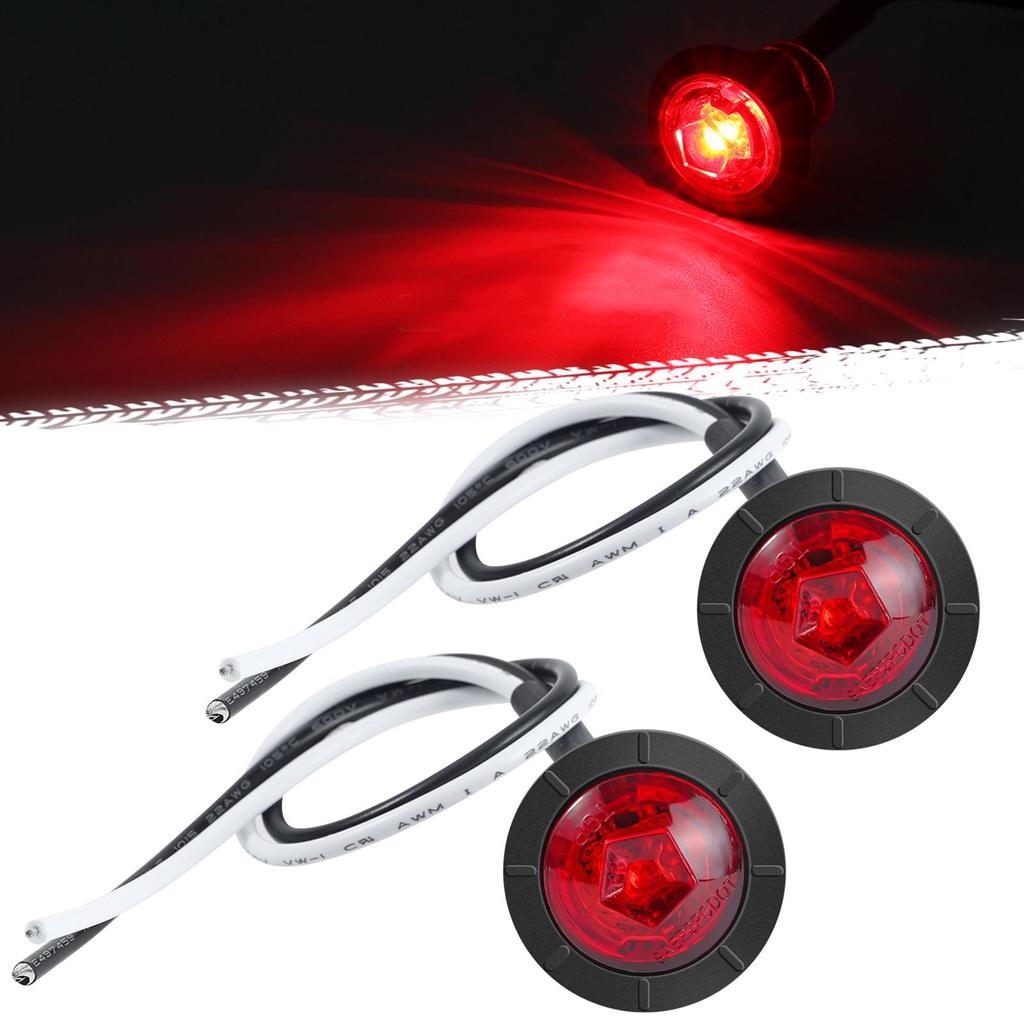 12V Waterproof IP68 Universal Signal Light 3/4" Round Trailer Side Marker Light Truck Clearance Lights Truck Turn Signal Lamp