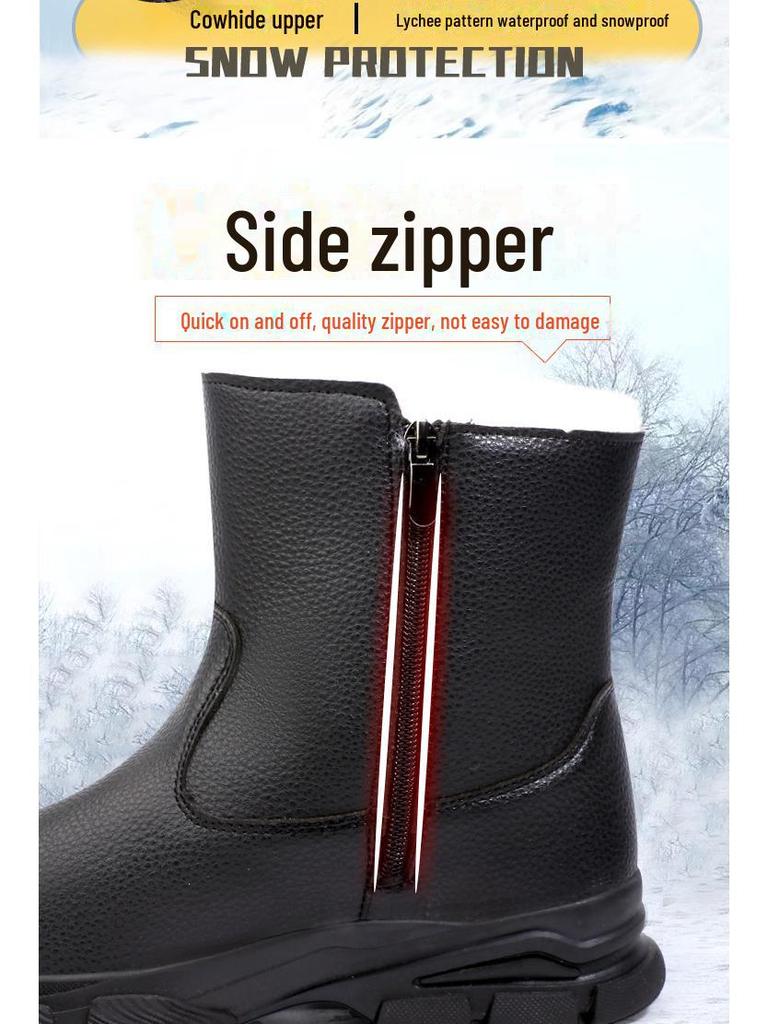 Мужские зимние высокие нескользящие ботинки для снега с подкладкой из шерсти и меха