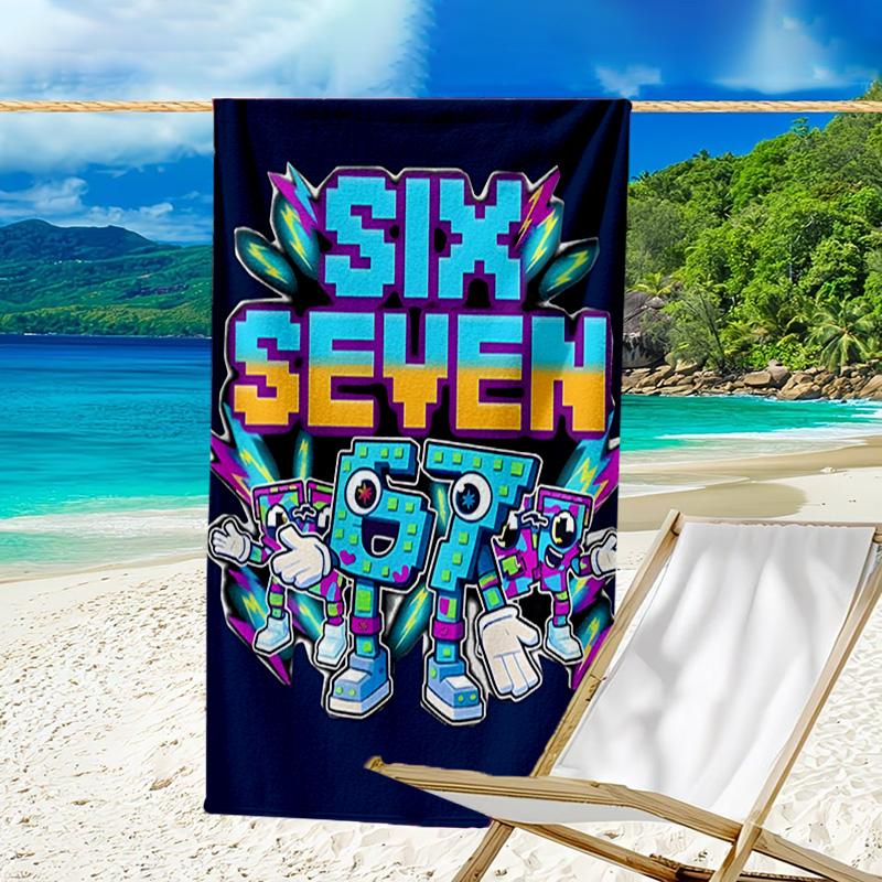 Space Adventure With Six Seven 67 Microfiber Beach Towel, Lightweight And Quick-Dry, for Summer Travel, Beach Essential, Swimming Pool Outdoor