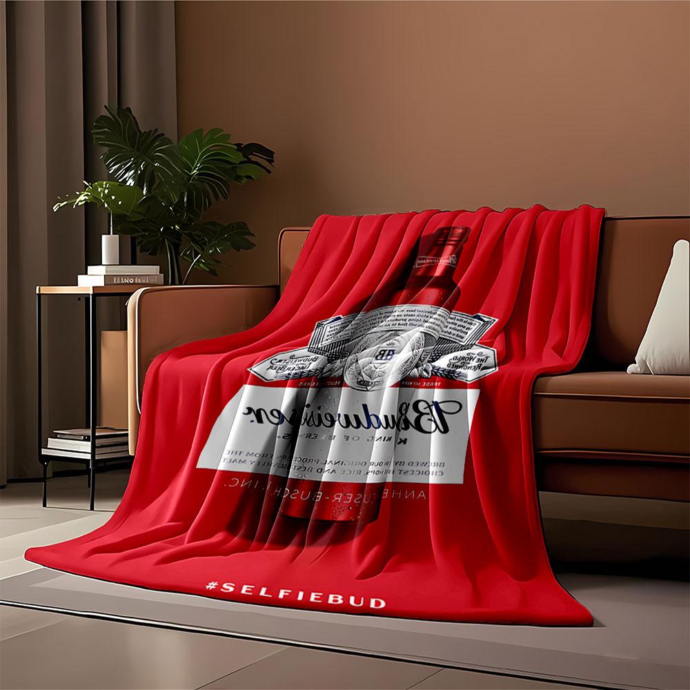 Budweiser Bottle on Red for all seasons blanket lunch break throw gift