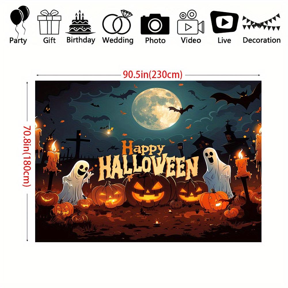 Halloween Banner - No Power Required Full Moon Witch Pumpkin Bat Design Multi functional Outdoor Scene Party Decoration