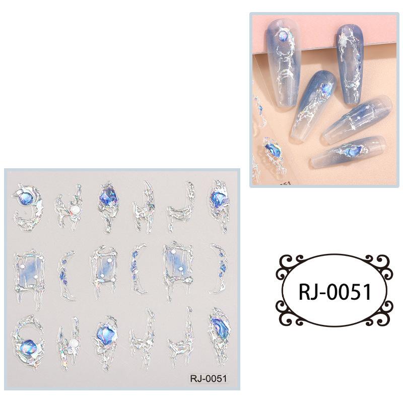 Nail Stickers Embossed 5D Three-dimensional Hot Silver Imitation Diamond Flash Nail Art Sticker Decoration
