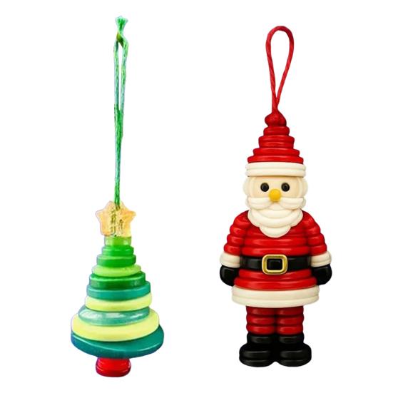 DIY Button Christmas Ornament Kit Stacked Colorful Buttons Christmas Snowman/Santa/Angel/Tree Craft Making Set for Holiday Decor