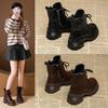 New Platform Martin Boots Women's Autumn New Single Boots Black Thin Boots Lace-up Locomotive Short Boots