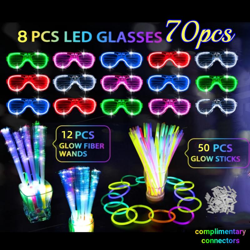70-240PCS Glow Party Supplies LED Glasses Glow Fiber Optic Wands Glow Sticks Bracelets for Concert Neon Party Wedding Favors