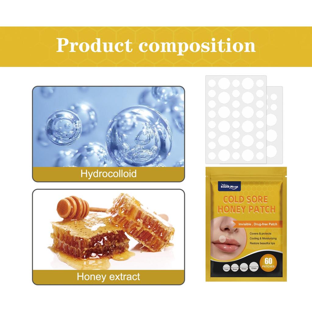 Пластыри для полости рта, волдыри для губ от герпеса, гидроколлоидные пластыри для ухода за губами от герпеса, 60 шт.