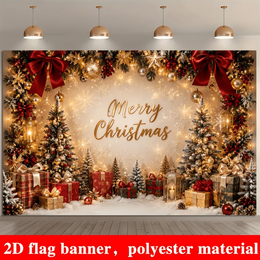 2D flat flags, a background cloth with a Christmas theme and printed with "Merry Christmas", paired with zyc
