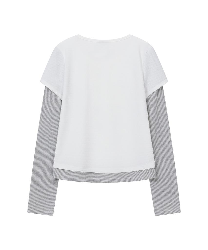 BAUF Shirred Layered Long Sleeve [White]