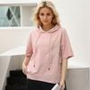 2025 Plus Size Pullover Hoodie Summer T-shirt Women Asymmetrical Solid Short Sleeve Loose Tees