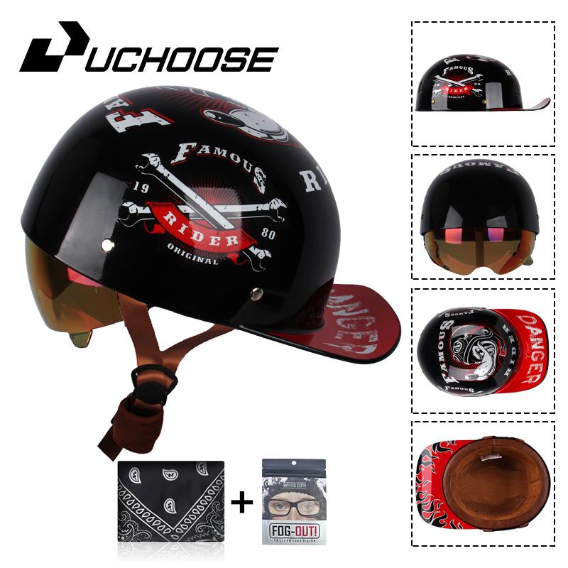 Uchoose бейсбольная кепка, мотоциклетный винтажный ретро-шлем, летние шлемы с открытым лицом, скутер, круизер, чоппер, гангстер, DS, для мужчин, женщин, детей