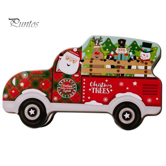 Рождественская коробка конфет, изысканный мультяшный дизайн автомобиля, подарочная упаковочная коробка из кованого железа для украшения праздничной вечеринки