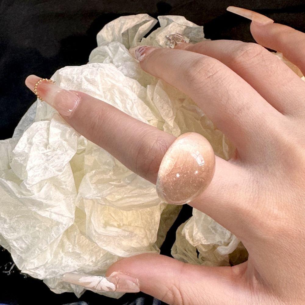 Oval Wide Acrylic Geometric Ring Charm Irregular Ring Unique Transparent Resin Ring Jewelry