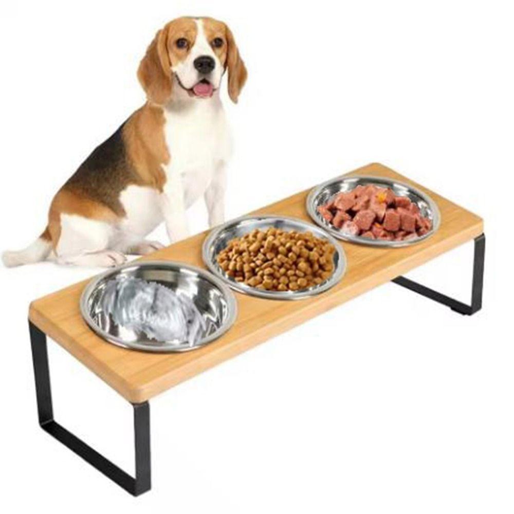 Миски для питомцев с защитой от протекания, приподнятые, нескользящая миска для воды и корма для собак, деревянная подставка для кошачьей миски, кормление питомцев