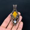 Tiger 's Eye & Moonstone 999 Copper Wire Wrapped Pendant, Handmade Gemstone Tree Of Life Pendant Jewelry, Gifts For Wife Brand New Pendant