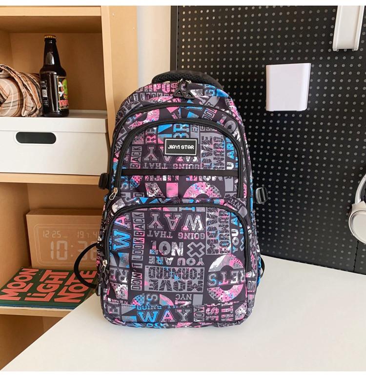 Stylish Nylon Backpack For Men And Women With Letter Design Perfect For School Travel