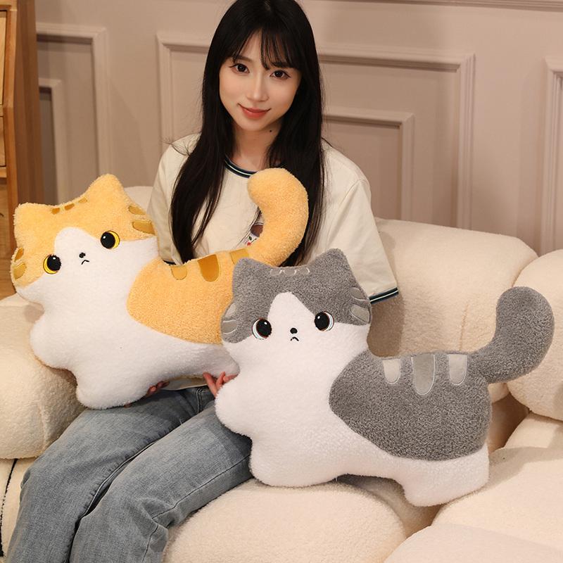 New Cartoon Cat Stuffed Pillow Stuffed Kitty Plush Toys Home Comfort Sofa Cushion Birthday Gift Cute Plushies Friend Gift