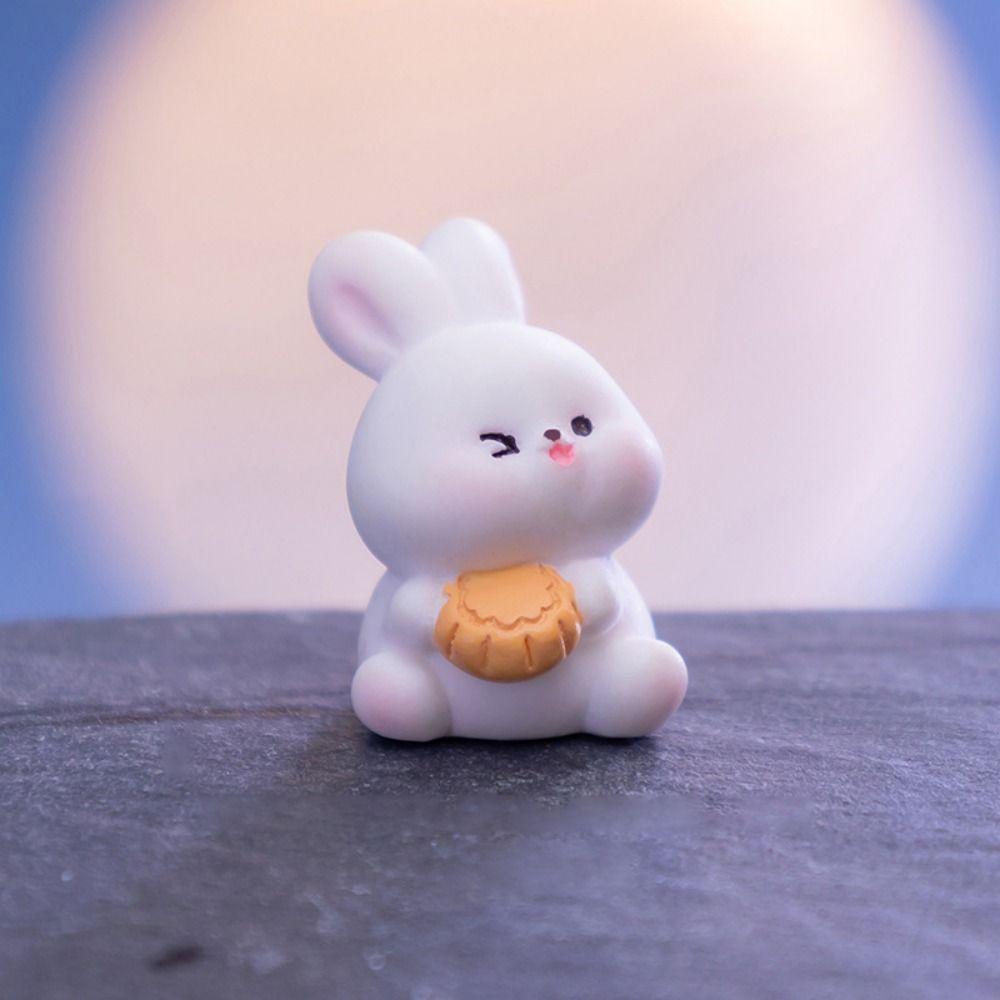 Chinese Style Bunny Micro Landscape Cartoon Bunny Statue Mooncake Rabbit Ornament  Fairy Garden