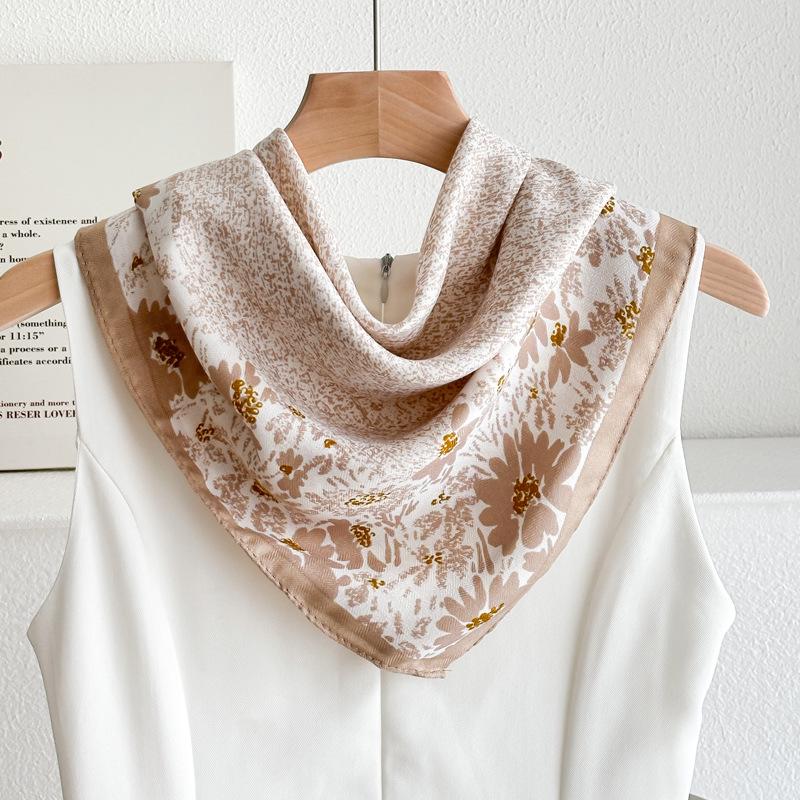 Women's French Red Cotton Silk Blend Scarf – 70CM Neck and Headscarf, Spring/Autumn Fashion Accessory