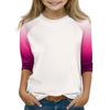 Printed Tops For Youth Girls 4-16 Years Round Neck 3/4 Sleeves T-Shirts Trendy Tops Outfit Tees