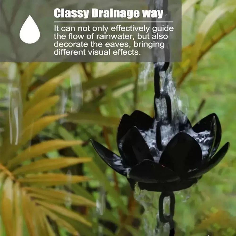 Adjustable Length Lotus Rain Catcher Anti-Rust Lotus Hanging Chime Lotus Rain Chain  Garden Decor