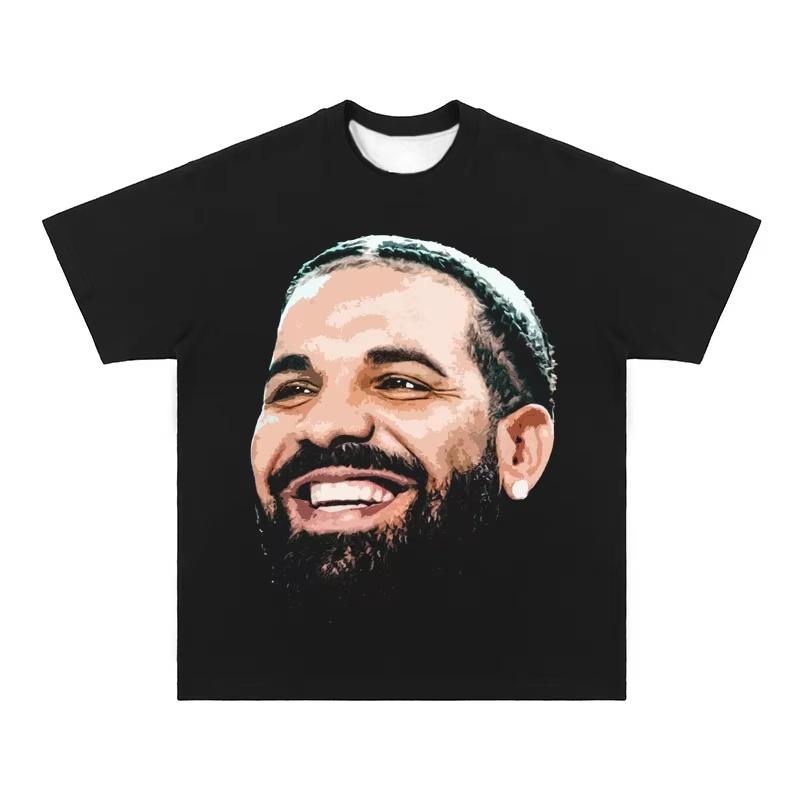 2025 Summer New Drake Vintage Tee Drake Vintage Hip Hop Rap American Men's Fashion Casual Short Sleeve Quick Dry T-shirt