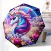Unicorn Fantasy Theme 8 Bone Hand Automatic Folding Umbrella, Compact and Portable Design, A Perfect Gift for Birthday, Christmas or Busines