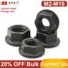 2-50pcs Carbon steel Serrated Flange Lock Nuts Hex Locking Anti-Loose Nut with Washer M2-M16
