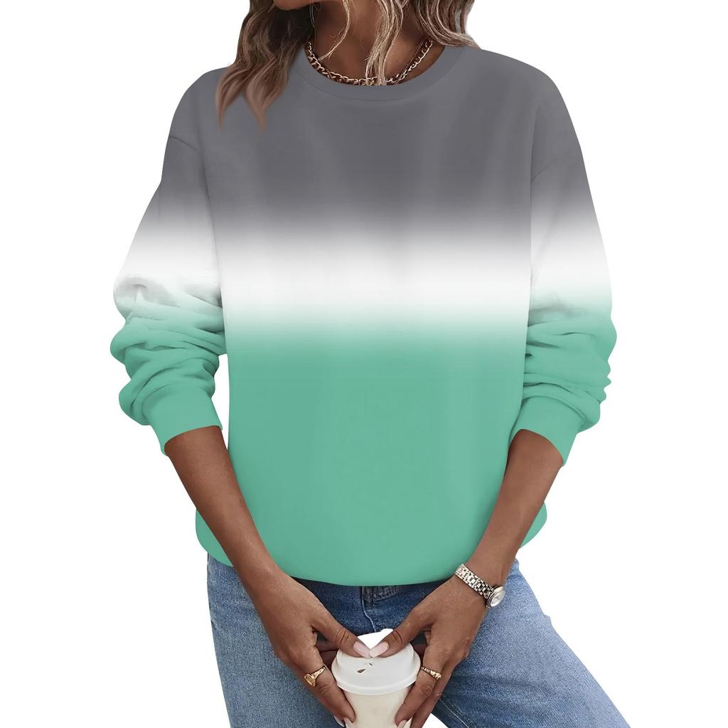 Женская осенне-зимняя повседневная толстовка с круглым вырезом и длинным рукавом с принтом