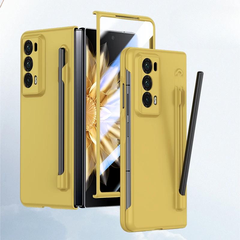 Роскошный защитный чехол для Honor Magic V2, матовый, с прозрачным экраном и однотонной задней крышкой из ударопрочного жесткого пластика