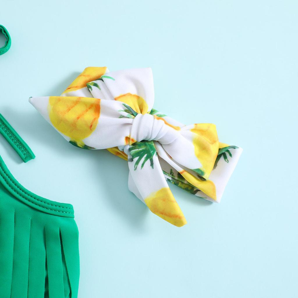 Adorable 3-Piece Sling Swimsuit Set for Infant & Toddler Girls with Bow Design