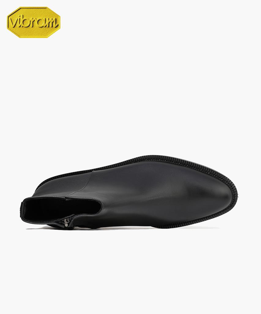 Firenze Atelier [Vibram] Slim Round Toe Standard Rubber Sole Zipper Boots 9430-Z [Black Fg]