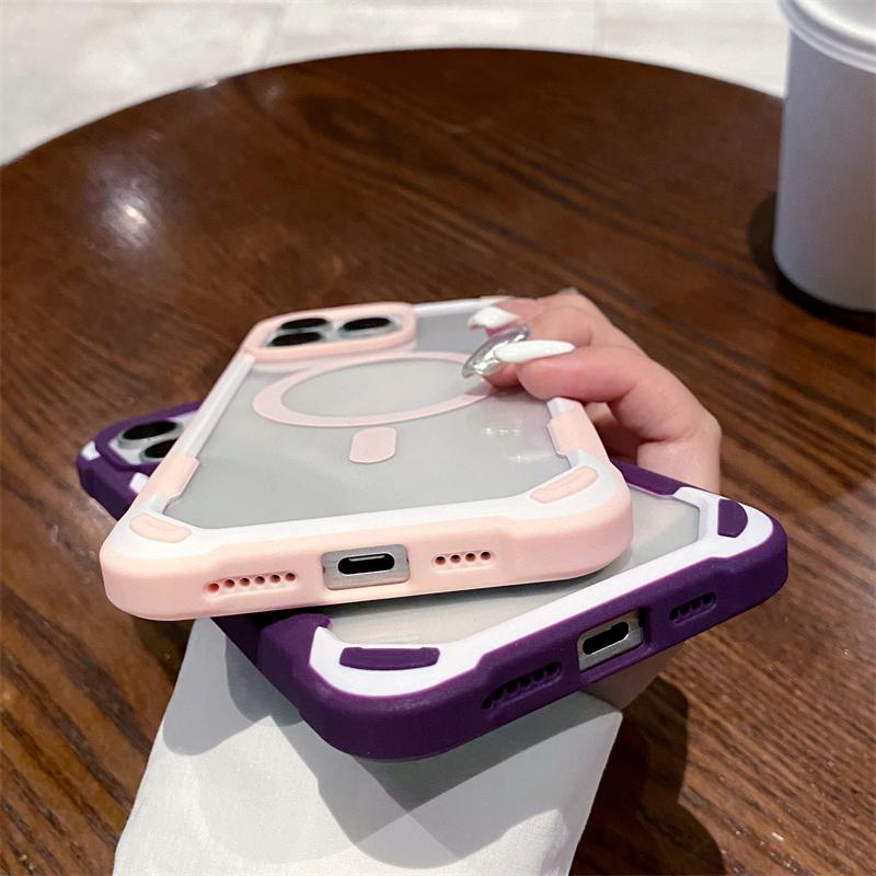 Luxury For Magsafe Wireless Charge Magnetic Case For iPhone 15 14Plus 13 12 11 Pro Max Heavy Armor Bumper Shockproof Clear Cover