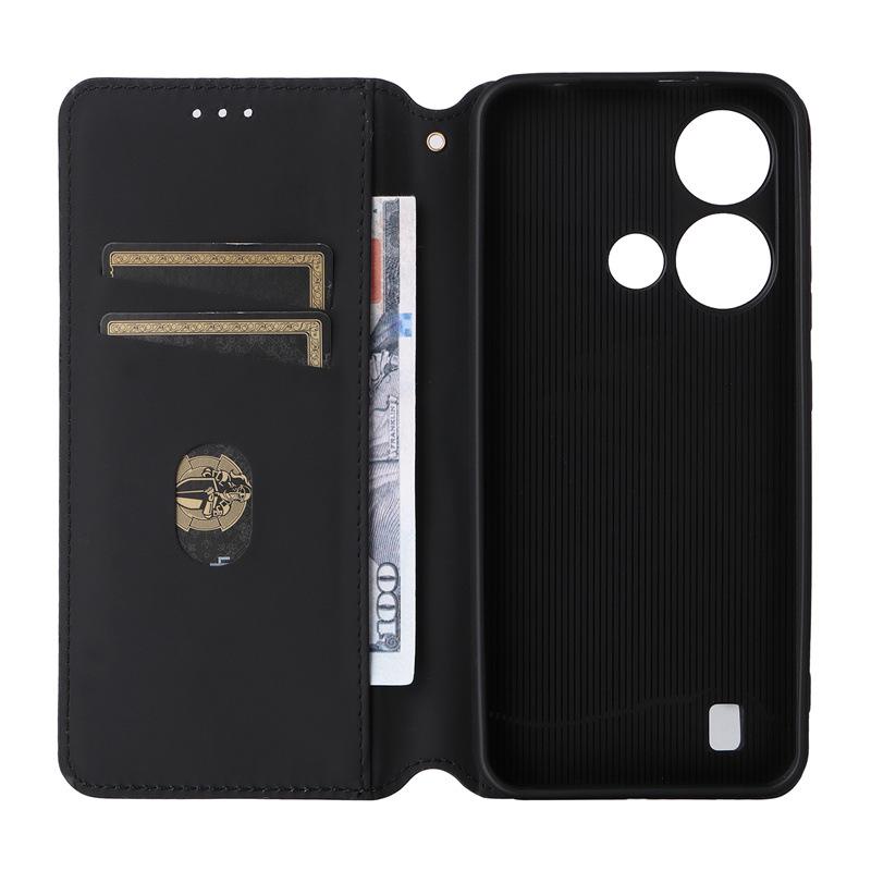 BLU C9 Leather Phone Case: Magnetic Flip Cover with Card Slot & 3D Texture for Enhanced Protection