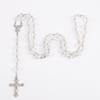 8mm Beads Cross Pendant Necklace Long Chain Crucifix Pendant Chain  Jewelry Accessories