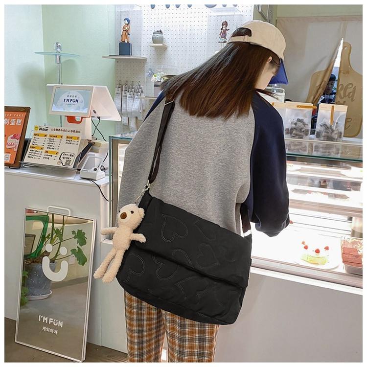 IELGY Женская простая литературно-художественная сумка-мессенджер большой вместимости с ромбами, небольшая свежая и универсальная сумка-мессенджер. (нет кулона)