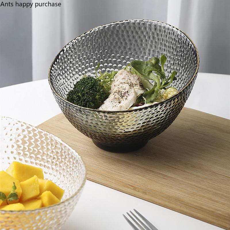 Прозрачная стеклянная тарелка для фруктов, фруктовая салатница, тарелка для сухофруктов, декоративная миска, тарелки для десертов, столовые приборы