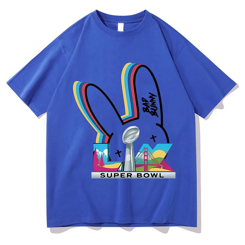 Bad Bunny Super Bowl Tshirts Short Sleeve Pure Cotton Oneck Fashion Tshirts Men Women Clothing Unisex Breathable Hip Hop Tops