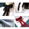 Elegant Pearls Long Ribbon Bowtie with Pin Pre Tied Adjustable Preppy Styles Bowknot Necktie for Fashionable Women Ties